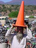 ron demonstrating merchandise at all bikes in Rye Arizona