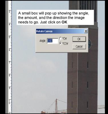 Now a small box will pop up with the angle, the amount and the direction to rotate.
Just click OK.