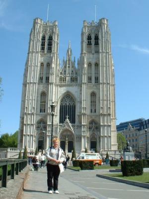 Sue in front of the Cathedrale Sts Michel