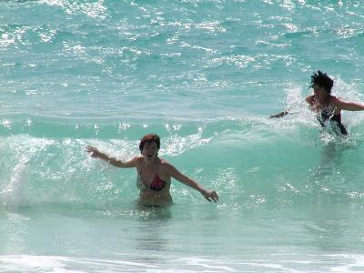 Nikki and Suzanne in the Waves