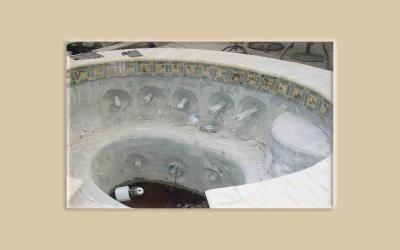 inside of spa, showing step and different elevations