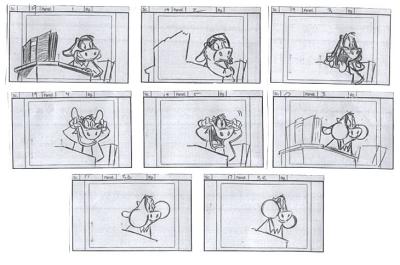 Ferny goofing off, from a storyboard sequence, 2003