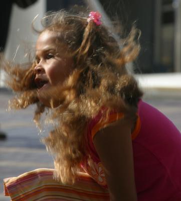 Aboriginal girl with swirling hair
