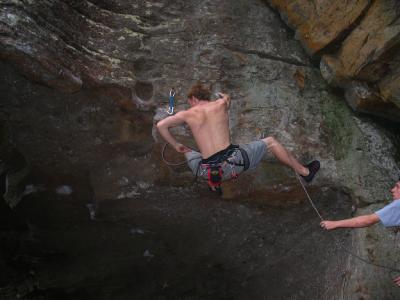 Luke climbing Pulling on the Porcelain 2nd Shot