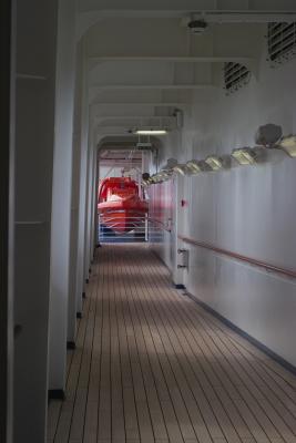 man overboard dory ready for launch on promenade deck