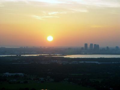 Sunset Downtown from a Helo