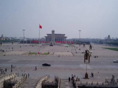 View of the almost deserted Tian An Men square.