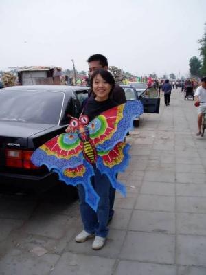 Lee Fong showing off her butterfly kite.