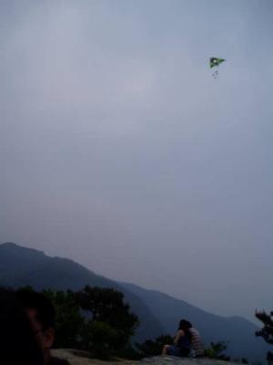 Kite flying above Incense Burner Peak.