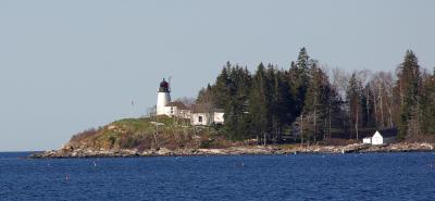 Looking south from the pier near the Anchor Watch Inn at Burnt Island lighthouse in Boothbay Harbor.