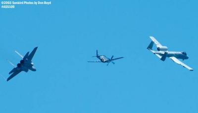 USAF Heritage Flight P-51D Crazy Horse, USAF A-10A and F-15C military heritage military aviation air show stock photo #4462