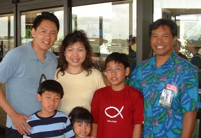 Pastor Larry & 'Ohana from Singapore in bound from AQ234