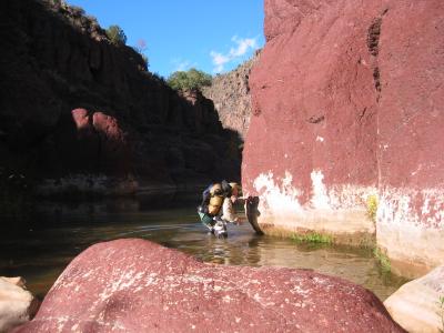 Barefoot on slippery rocks