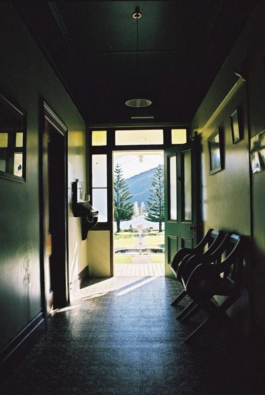 View out the door of the Furneaux Lodge