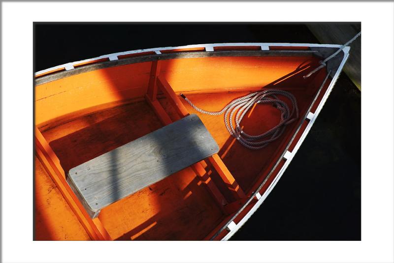 (Maine, dinghy, boat, orange)