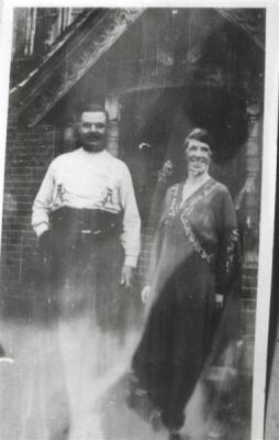 Grandad, Gran outside cottage  Eversley