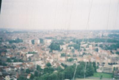 Blurry pics of Brussels and the dirty windows as seen on the Atomium.