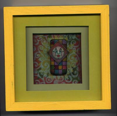 Denise Baldwin~Framed Domino With Stamped Background
