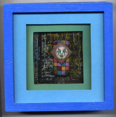 Denise Baldwin~Framed Domino With Stamped Background