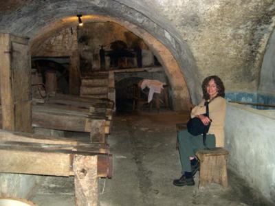 Judy inside the Paper Museum. People in Amalfi learned how to make cotton paper from the Arabs in the 12th century.