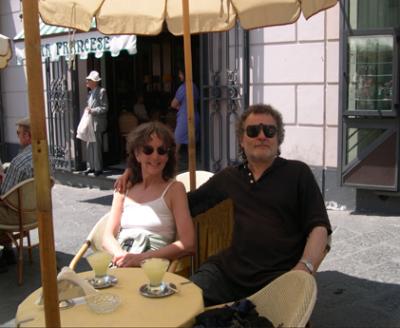Judy and Richard having lemon granitas and doing some people-watching on the Piazza Duomo. Rare for Judy not to have espresso.