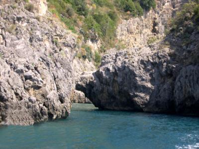 The Amalfi Coast as seen from the boat to the Emerald Grotto.