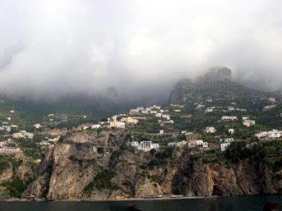 The Amalfi Coast as seen from the boat to Capri