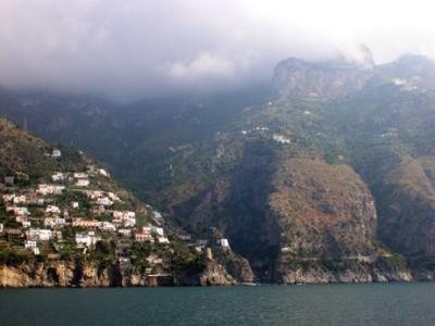 The Amalfi Coast as seen from the boat to Capri.