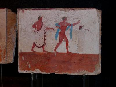 From the Diver's Tomb: (480 b.c.). Few Greek paintings exist from this period, except the ones taken from this tomb.