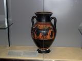 Greek ceramic vase from the, Underground Shrine (520-510 b.c). Heracles arriving in Olympus -  welcomed as a god among gods.