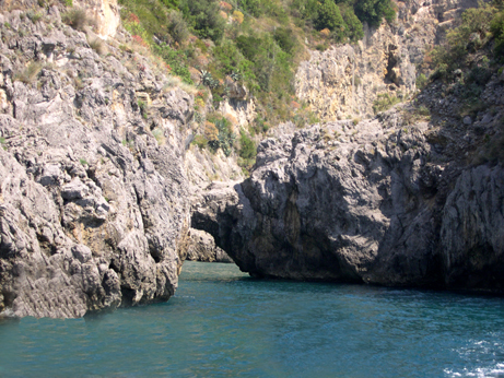 The Amalfi Coast as seen from the boat to the Emerald Grotto.
