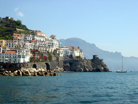 Amalfi as seen from the boat returning from the Emerald Grotto.