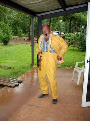 getting ready to walk the property in the rain