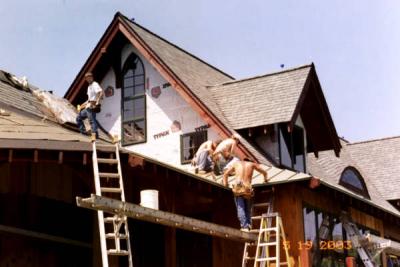 The roofing experts do their handiwork