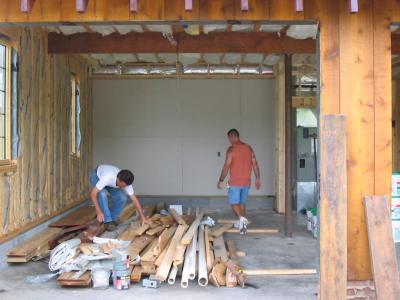 Sorting out the wood looking for a good wall stud