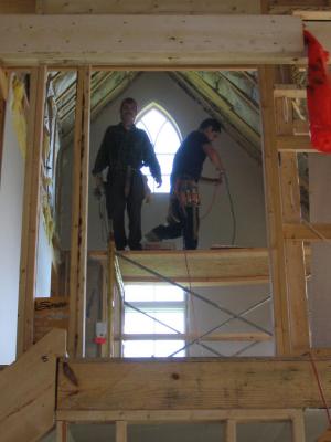 The gothic window in the loft bedroom