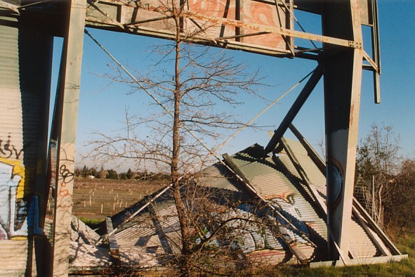 hole in movie screen, orangevale, norcal, 2004