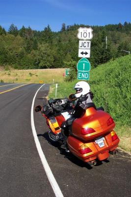 End of Hwy 1. Wow, never thought I could get tired of curves, but I did!