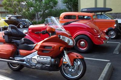 Car club at hotel in Garberville California