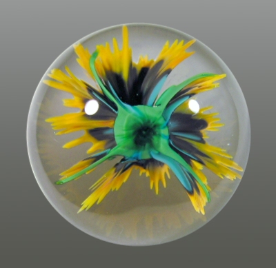 Side, top and bottom views are shown of this crystal clear flower.