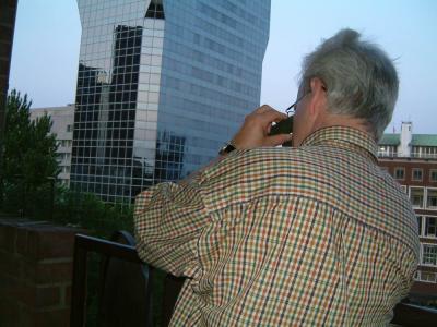 John is keeping an eye on what's heppening down below