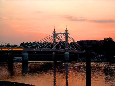 albert bridge at sunset