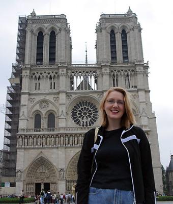 wife in front of Notre Dame