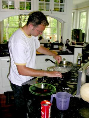 Dan begins cooking session