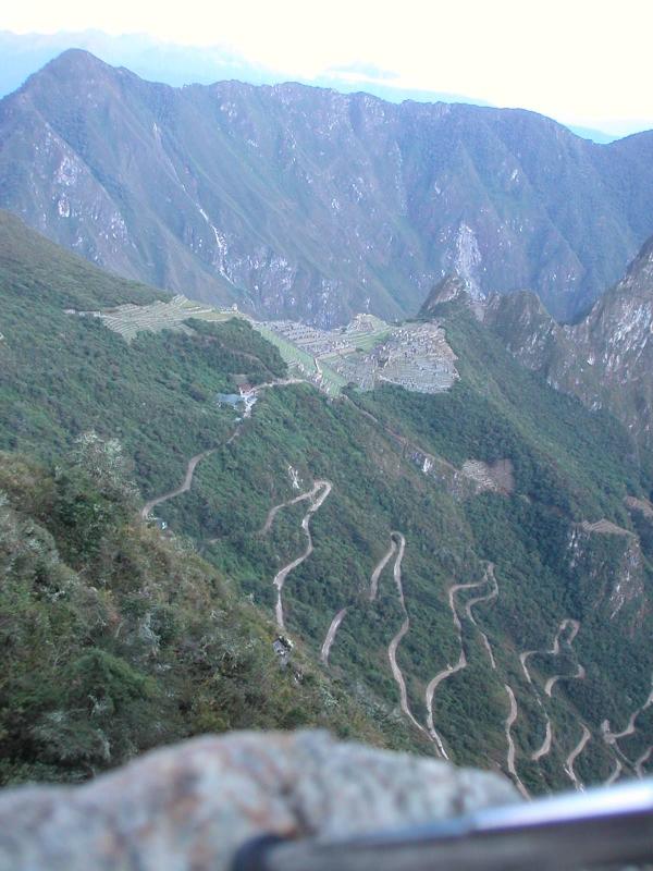 Machu Picchu's twisty road - from the sun gate