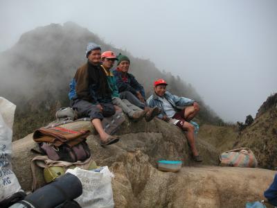 Our porters having a well deserved break