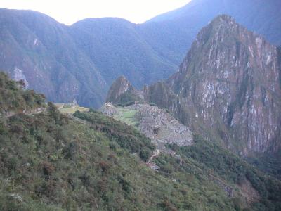 Our first glimpse of Machu Picchu