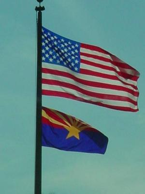 American flag  and Arizona flag  at Deer Valley airport