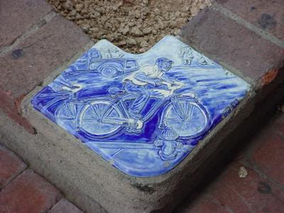 old truck bicycle rider fire hydrant