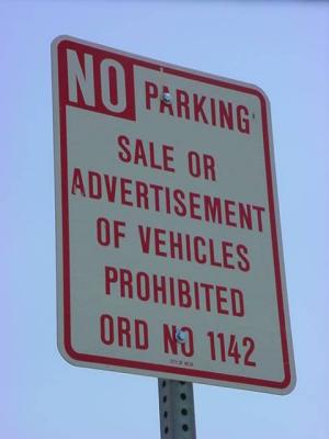 NO Parking Sale or Advertisement of Vehicles Prohibited ORD no. 1142